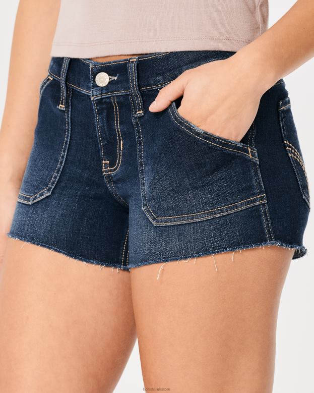 Bottoms Hollister Women Low-Rise Dark Wash Denim Shorts 3\\ 48820738 Dark Wash